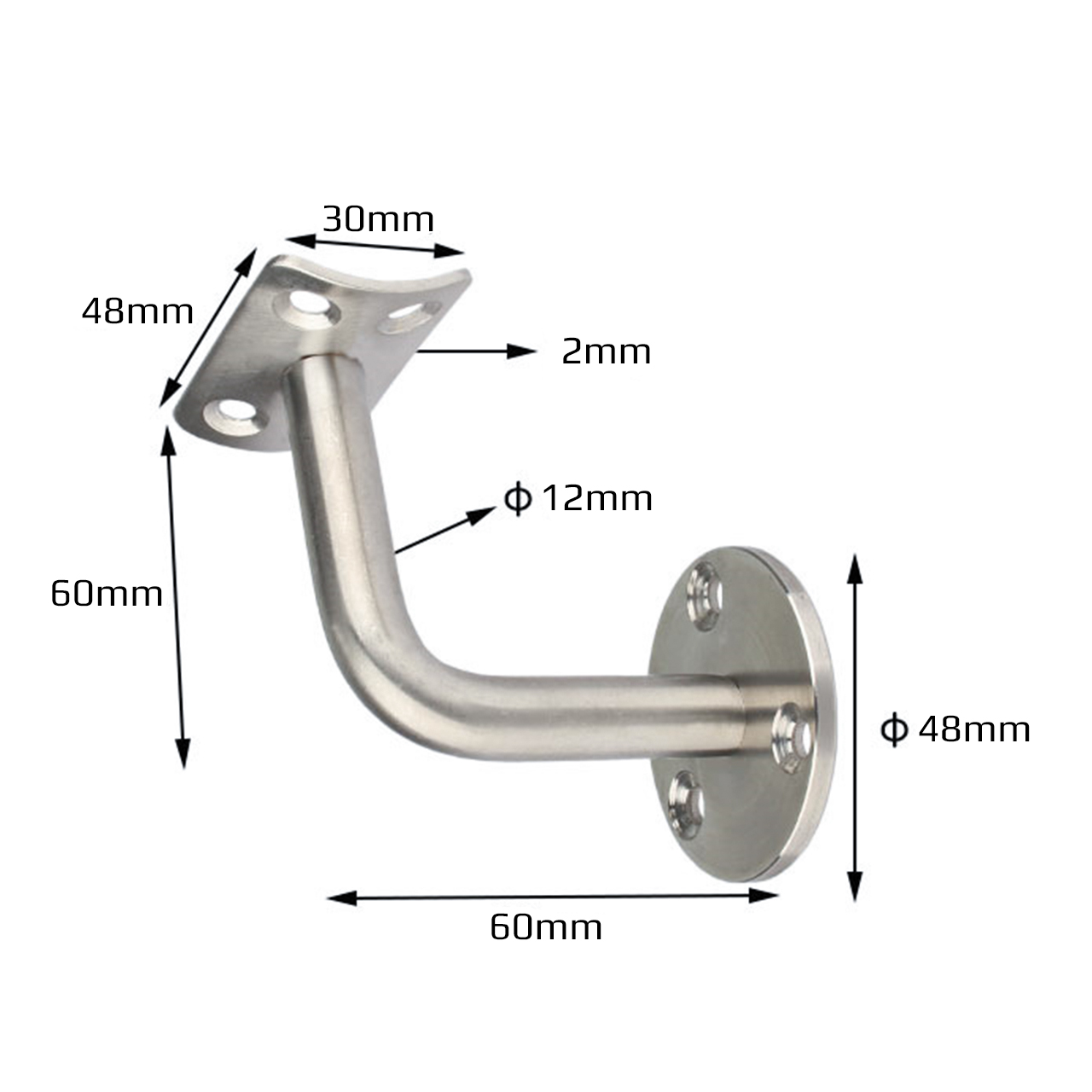 Wall Mount Flat Handrail Bracket Pipe Holder For Square Pipe Railings Handrail Support Balustrade Fittings